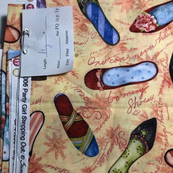 🛒 $9 Quilt Cotton Fabric Material - 1 yard Colorful Shoe Print #912 - Picture 3 of 3